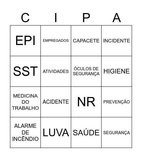 BINGO DA SEGURANÇA Bingo Card
