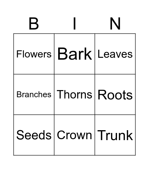 Tree Bingo Card