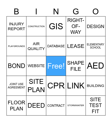 Facilities Planning Bingo Card