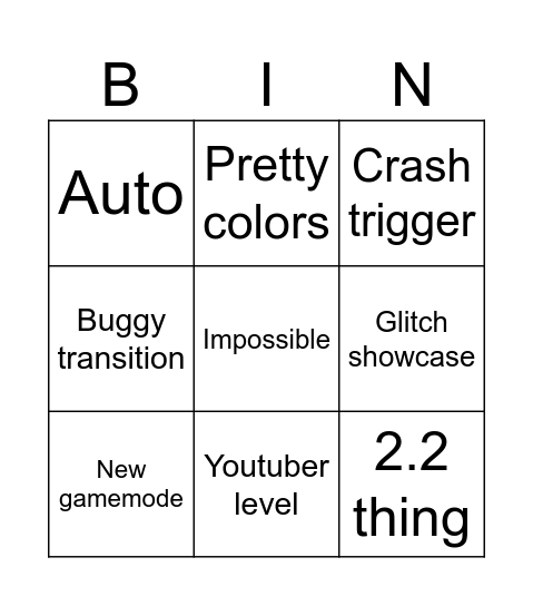 Recent tab level Bingo Card