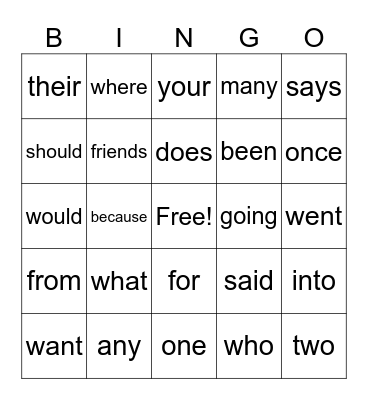 second grade! Bingo Card