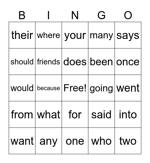 second grade! Bingo Card