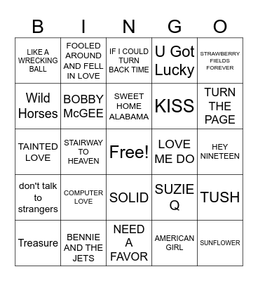 MIX (front row) Bingo Card