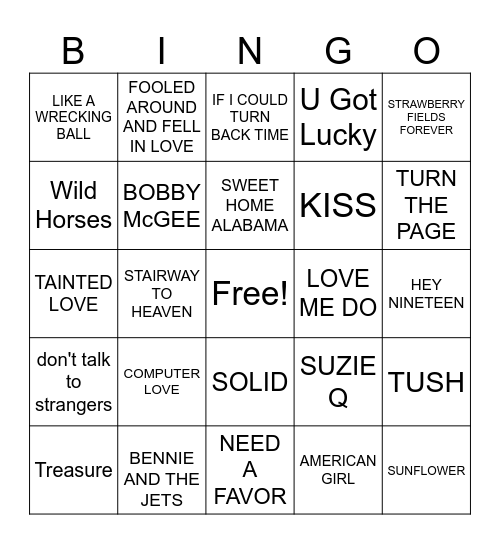 MIX (front row) Bingo Card