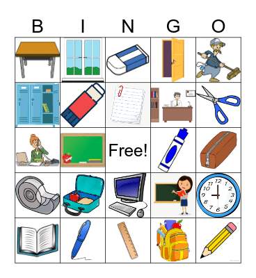 School Bingo Card