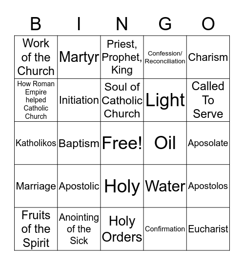 Catholic Bing Bingo Card