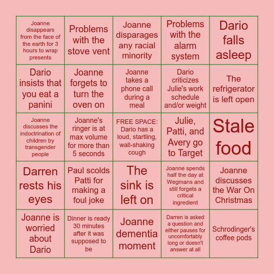 Di Iulio Family Christmas BINGO Card