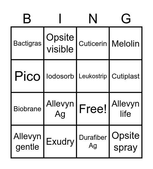 Product Bingo Card