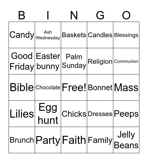 Easter  Bingo Card
