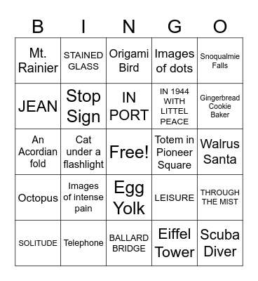 Cascadia Art Museum Bingo Card