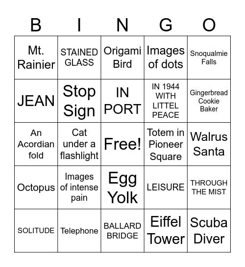 Cascadia Art Museum Bingo Card