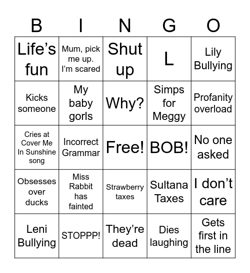 Ebongknee Bingo Card