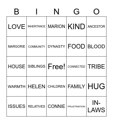 FAMILY BINGO Card