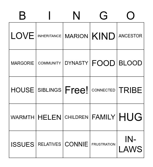 FAMILY BINGO Card