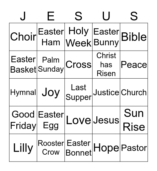 EASTER BINGO Card