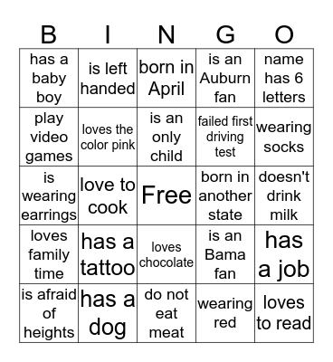 Icebreaker Bingo Card