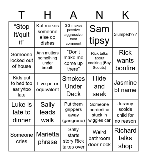 Thanksgiving Bingo Card