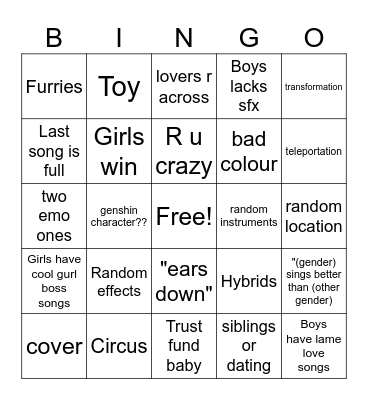 Gacha Bingo Card