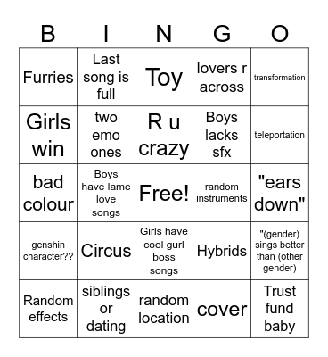 Gacha Bingo Card