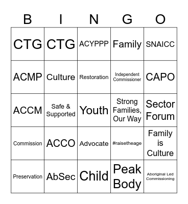 Sector Bingo Card