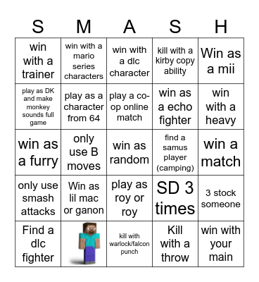 smash bros online (flip for more info) Bingo Card
