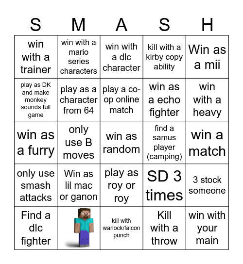 smash bros online (flip for more info) Bingo Card