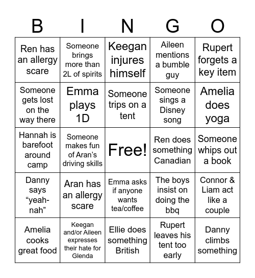 Jervis Bay Bingo Bango Bingo Card