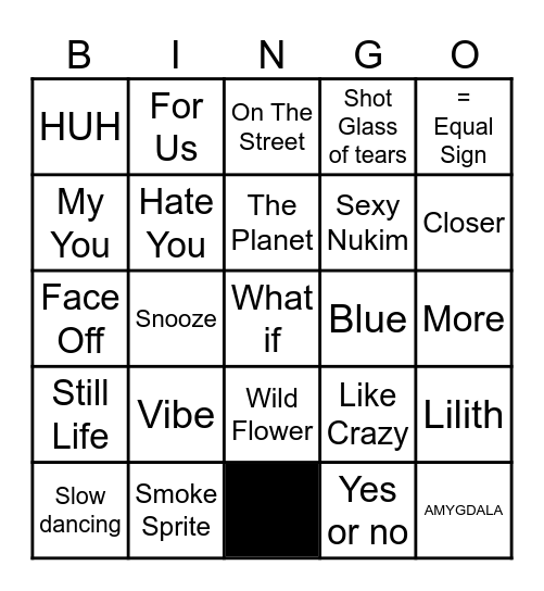 @thvsbreadcheeks Bingo Card