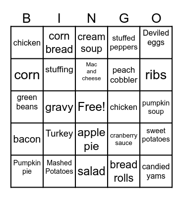 Thanksgiving Bingo Card