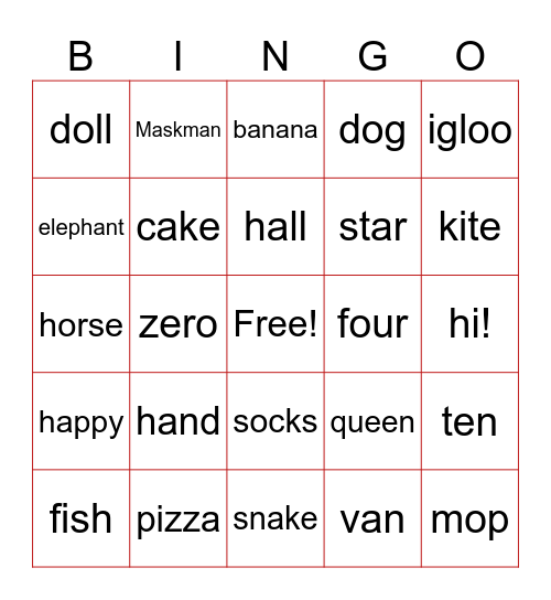 Monty's Bingo Card