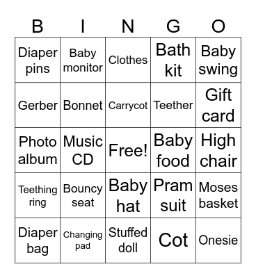 Baby Bingo Card