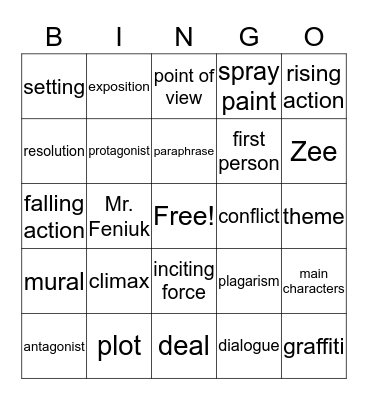 Literary Terms Bingo Card
