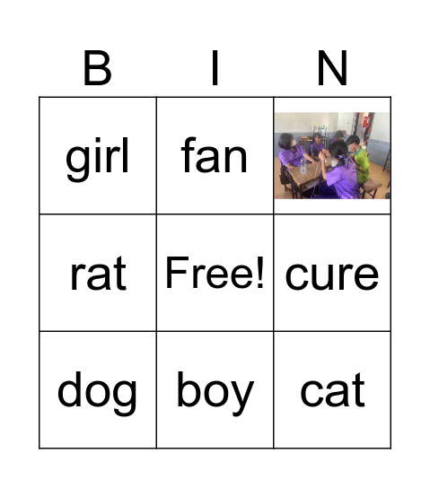 Vocab Bingo Card