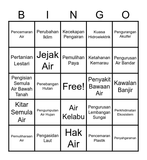 Bingo Keselamatan Air Bingo Card