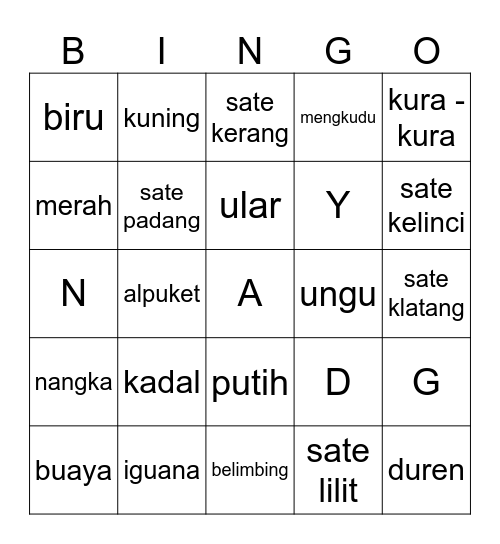 yesamine Bingo Card