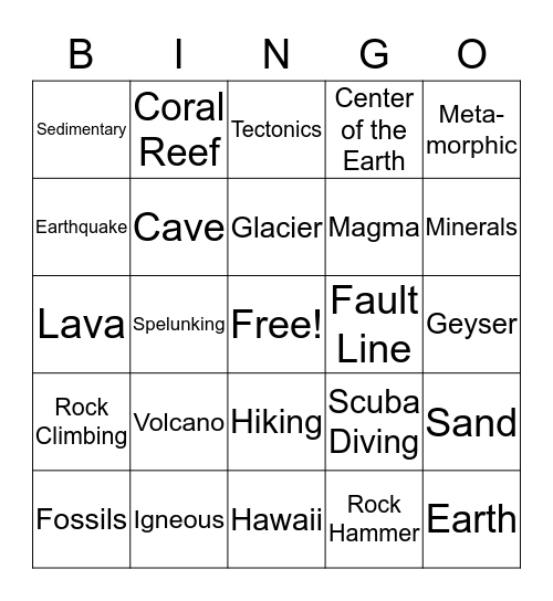 Geology Rocks! Bingo Card