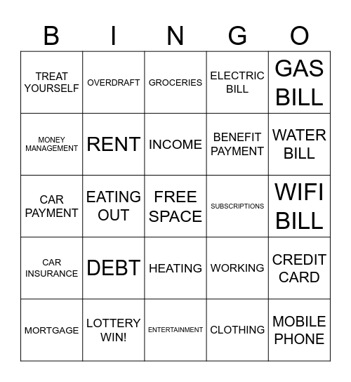 Budgeting Bingo! Bingo Card