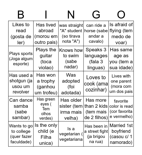 FIND SOMEONE WHO: /  ACHE ALGUEM QUE: Bingo Card