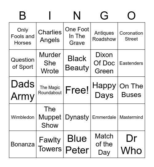 TV Themes Bingo Card