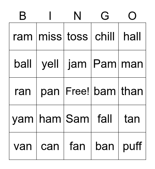 Unit 5 Bingo Card
