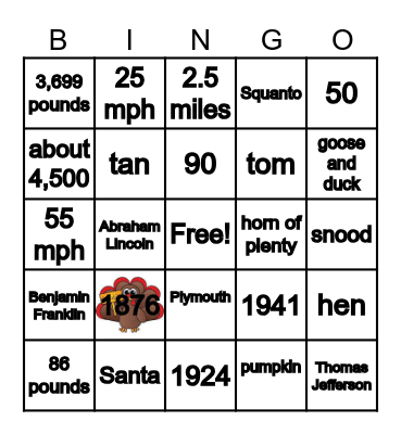 HAPPY THANKSGIVING! Bingo Card