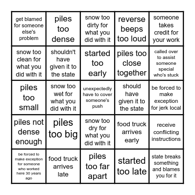 LOADER BINGO Card