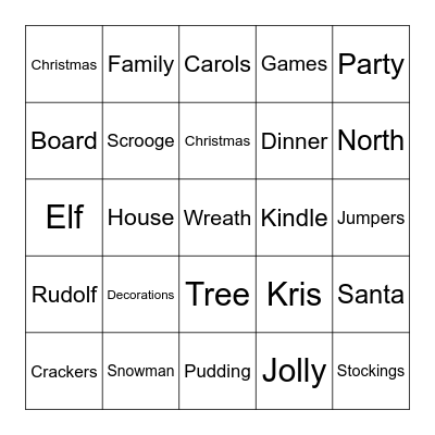 HR Xmas Bingo - part 1 Bingo Card