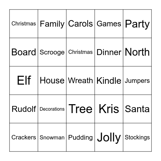HR Xmas Bingo - part 1 Bingo Card