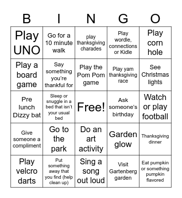THANKSGIVING BINGO Card