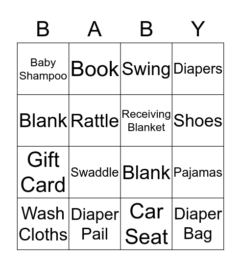 Gift Bingo Card