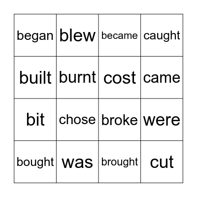 IRREGULAR VERBS Bingo Card