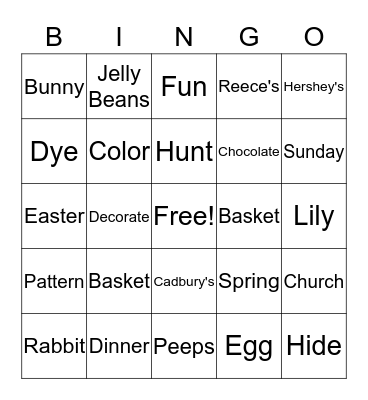 Easter Bingo Card