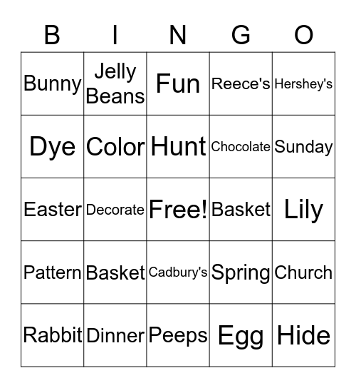 Easter Bingo Card