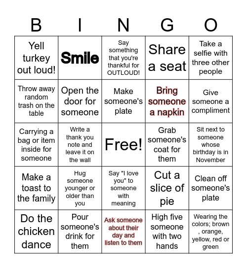 GIVE THANKS! Bingo Card